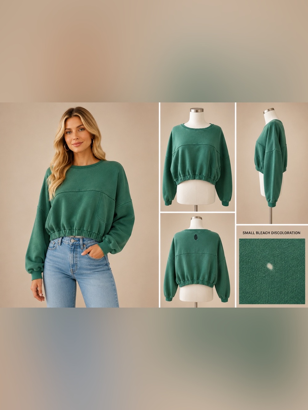 Free People Movement "On Your Mark" Pullover Sweatshirt Crop Top Large- HTF